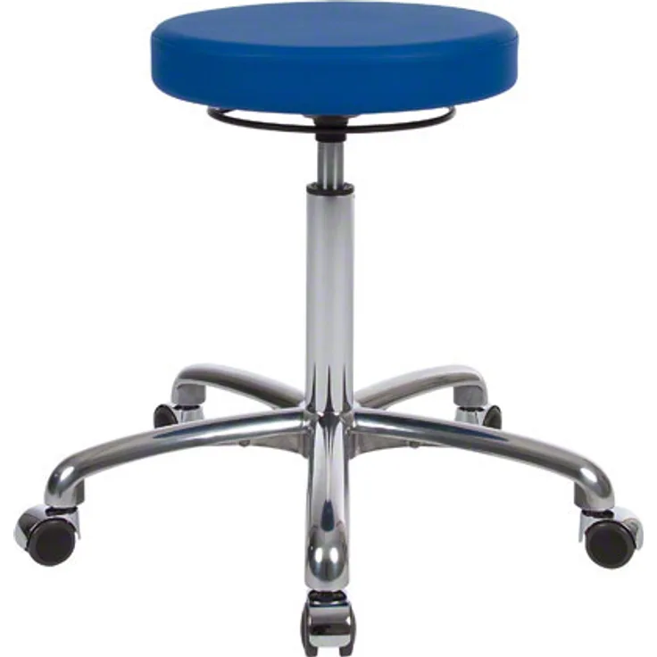 Drehhocker Exklusiv mit Komfort-Polster und Rollen, Rollhocker Arbeitshocker, Blau
