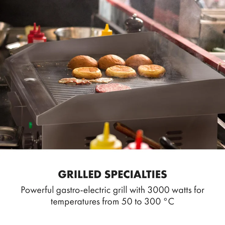 Grillmeile 3000R Elektrogrill 3000W Platte 54,5x35cm geriffelt Silber – Bild 3