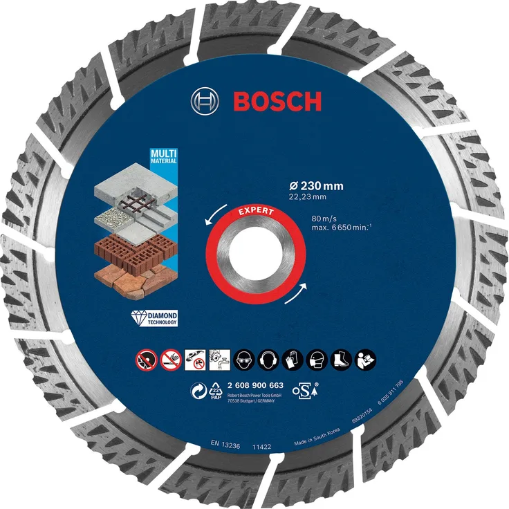 Bosch Expert MultiMaterial Diamanttrennscheiben, 230 x 22,23 x 2,4 x 15 mm