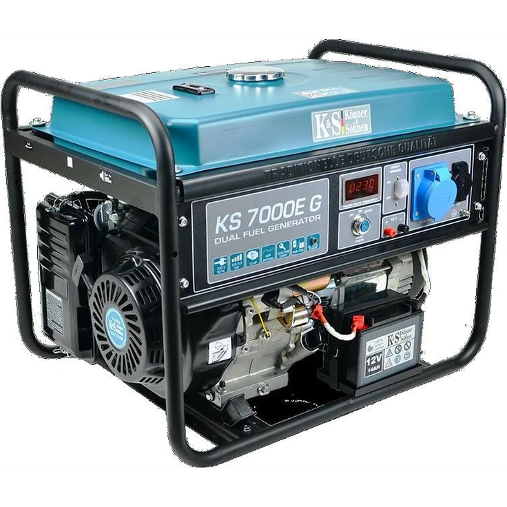 Könner & Söhnen KS 7000E G Hybrid Stromerzeuger 5500 Watt, DUAL FUEL Benzin / LPG, E-Start, 1x16A (230V), 1x32A (230V), 12V, Automatischer Voltregler(AVR), Anzeige (Volt - Hz - Arbeitszeit), Generator, 100% Kupfer – Bild 2