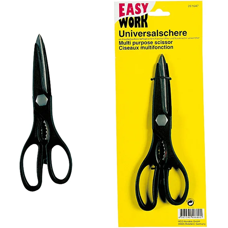 EASY WORK Universalschere, als Haushaltsschere, Flaschenöffner verwendbar, Klinge rostfrei, 215mm