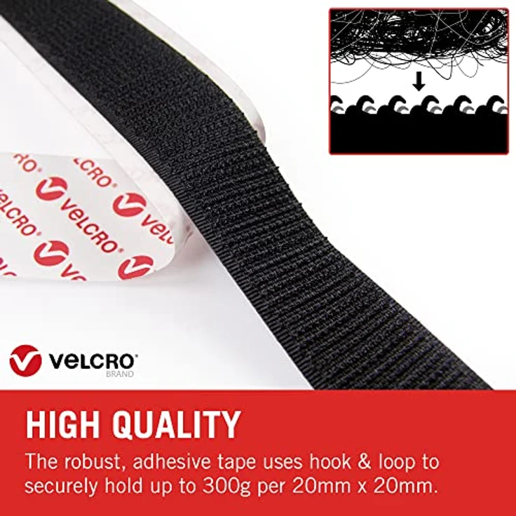 VELCRO VEL-EC60220 Klettband zum Aufkleben Haft- und Flauschteil (L x B) 10000mm x 20mm Schwarz 10m - Preisvergleich – Bild 2