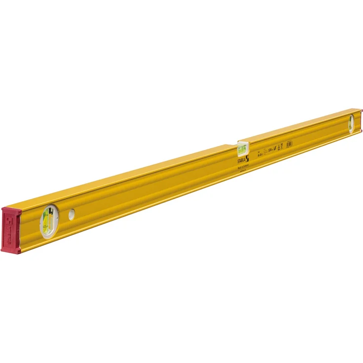 STABILA Wasserwaage Type 80 AS-2, 120 cm, verstärktes Alu-Profil, 1 Horizontal-Libelle, 2 Vertikal-Libellen, integrierte Rutsch-Stopper, Made in Germany – Bild 1