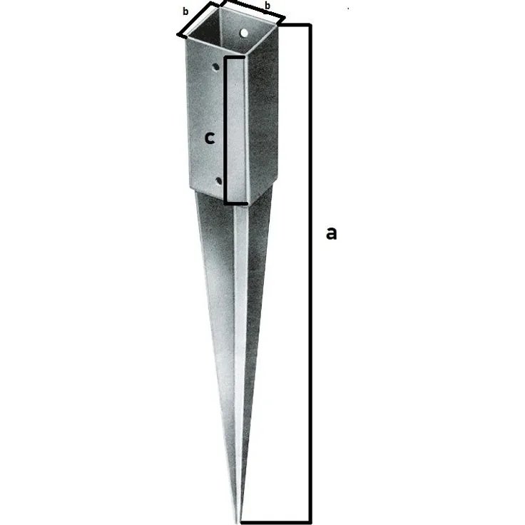 TrendLine Einschlagbodenhülse 75 x 7,1 x 7,1 cm, korrosionsbeständig