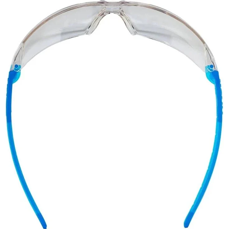 uvex x-fit Schutzbrille 9199 - Kratzfest & Beschlagfrei, 100% UV-400-Schutz - Sicherheitsbrille mit Klarer Scheibe - Chemikalienbeständige Arbeitsbrille für Labore weiß/blau – Bild 3