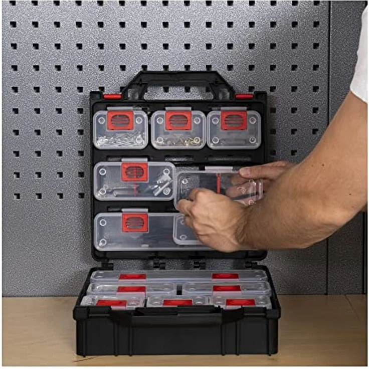 STIER Werkzeugbox mit 12 ausziehbaren Behältern Werkzeugkoffer Sortierkasten für eine Vielzahl von K – Bild 2