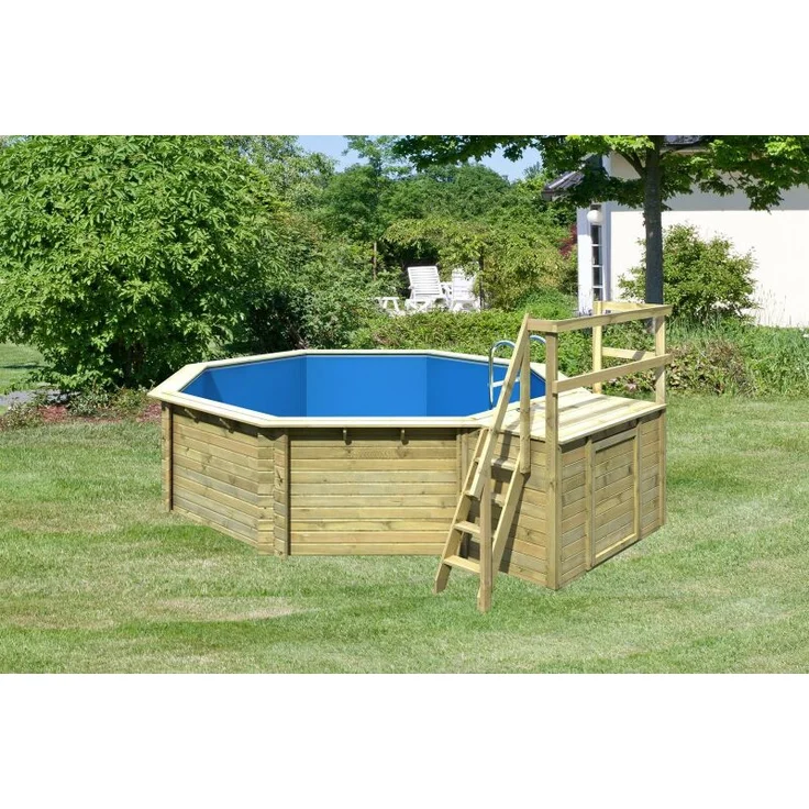 Karibu Pool Modell 2B Classic inkl. KDI Holzdeck & Edelstahlleiter 490 x 120 cm – Bild 2