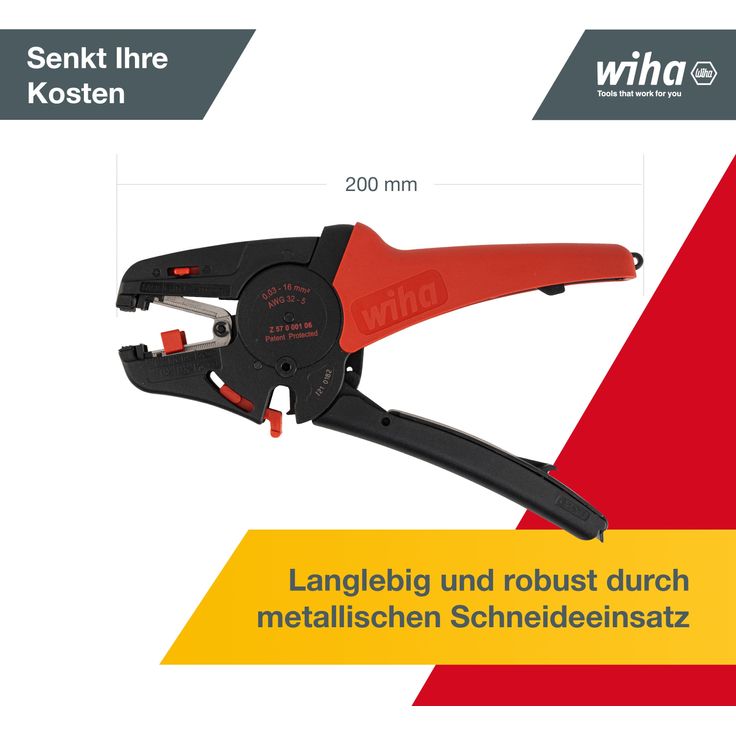 Wiha Abisolierwerkzeug automatisch (42062) Abisolierzange 200 mm I Kabelabzieher bis 16 mm² I Werkzeug für Elektriker – Bild 6