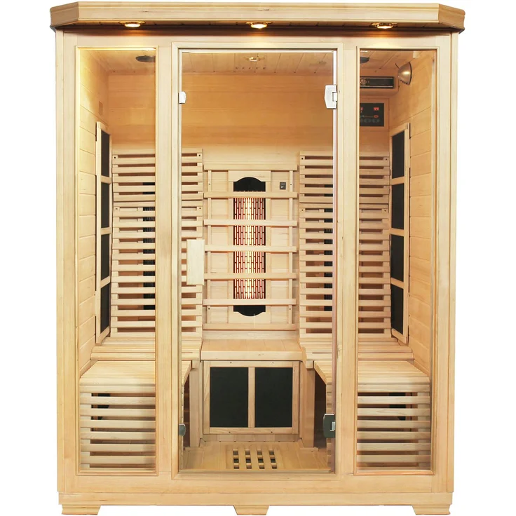 Artsauna Infrarotkabine Helsinki 150 – Triplex-Heizsystem Infrarotsauna - 3 Personen – LED-Farblicht, digitale Steuerung – Hemlock-Holz, 190 x 150 x 150 cm – Bild 1
