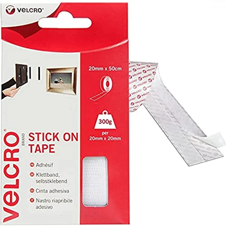 VELCRO Stick On - Selbstklebendes Klettband - 2 cm x 0.5 m - weiß – Bild 1