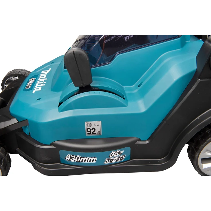 Makita DLM432Z Akku-Rasenmäher 2x18 V - ohne Akku, ohne Ladegerät, 36 V, Petrol, 43 cm Schnittbreite, 50 l Fangkorbvolumen – Bild 7