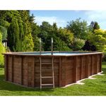 Interline Schwimmbad Holzpool u. Schwimmbecken Bali 840 x 490 x 136 cm - inkl. 5 teiliges Zubehörpaket und Winterabdeckung