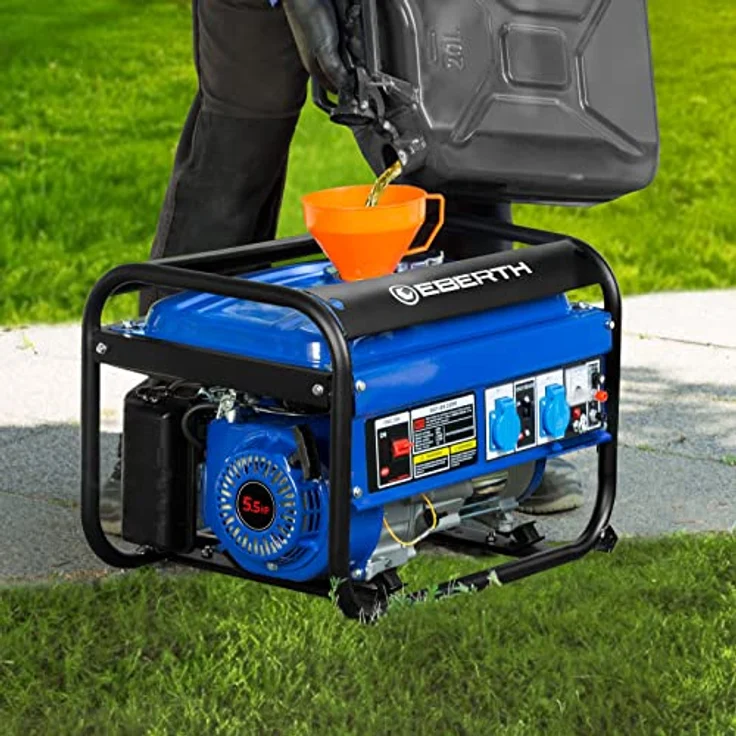 2200 Watt Benzin Stromerzeuger (5,5 PS Benzinmotor, 2x 230V, 1x 12V, Automatischer Voltregler, Ölmangelsicherung, Voltmeter) Generator – Bild 8