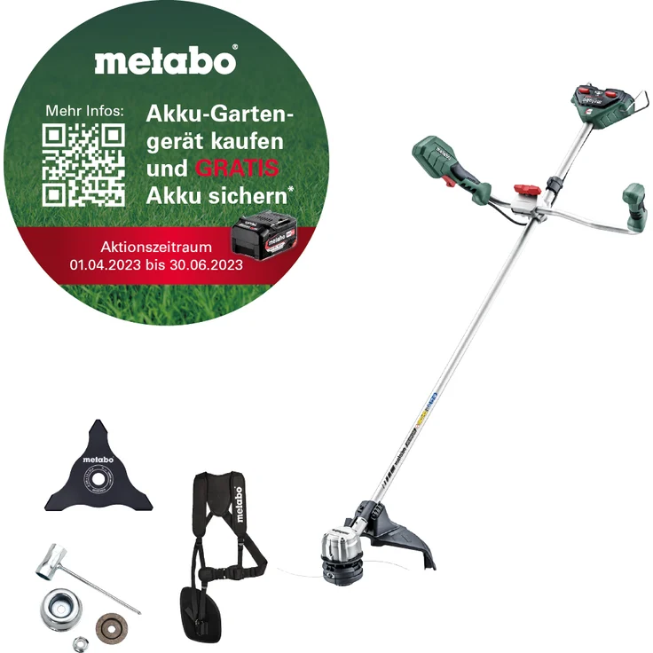 Metabo Akku Freischneider FSB 36-18 LTX BL 40 (2x 18 Volt, Li-Ion, Rasentrimmer mit Zweihandgriff, Schultergurt, Schnittkreis: 40cm, inkl. Doppelfadenspule & Dickichtmesser) ohne Akku und Ladegerät, im Karton – Bild 1