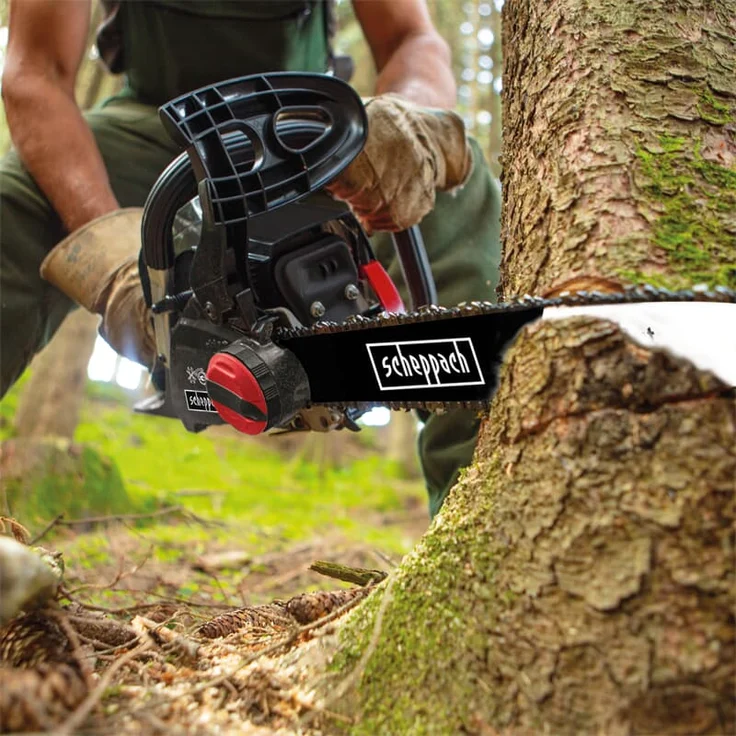 Scheppach Benzin Kettensäge CSP41 mit ProCut Qualitäts-Schwert und -Kette, 1,9 PS Leistung, 40cm Schwertlänge, 37,5cm Schnitt, automatische Kettenschmierung, inkl. Handschutz und Systembremse – Bild 2