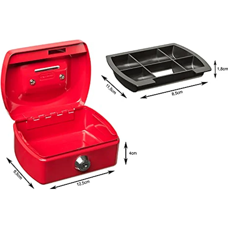 Idena 50032 Geldkassette Mini, 125 x 95 x 60 mm, Rot – Bild 6