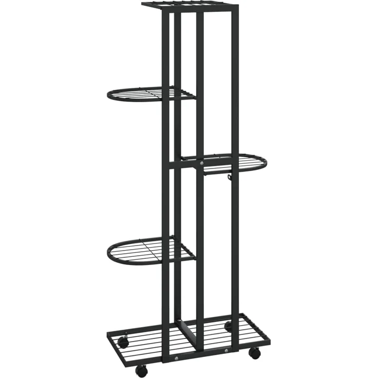 Blumenständer 5-Etagen mit Rollen 44x23x100 cm Schwarz Eisen – Bild 5