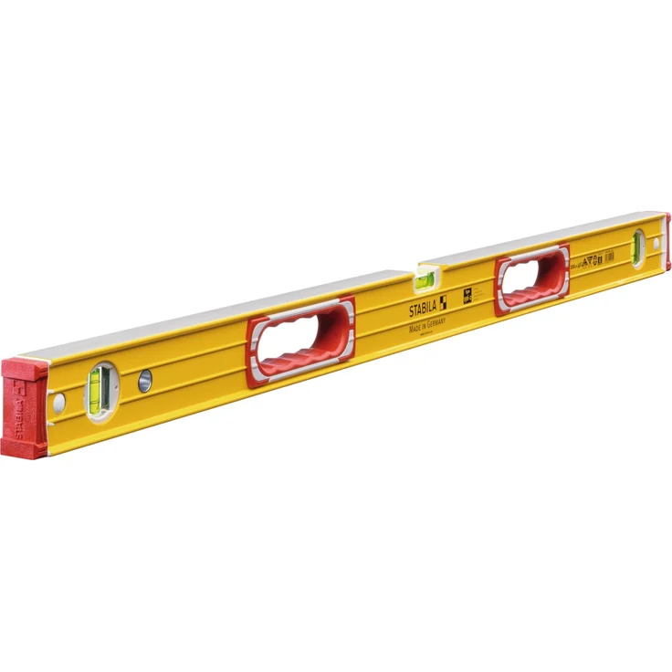 STABILA Wasserwaage Type 196-2, 100 cm, extrasteifes Alu-Profil, 1 Horizontal-Libelle, 2 Vertikal-Libellen, 2 Handgriffe, stoßdämpfende Endkappen, integrierte Rutsch-Stopper, Made in Germany – Bild 1