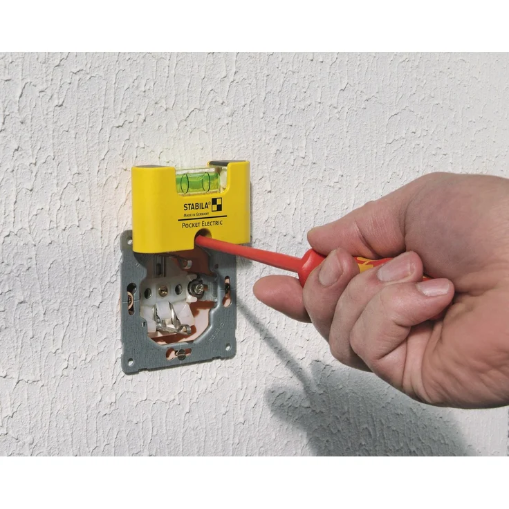 STABILA Mini-Wasserwaage Pocket Electric mit Gürtel-Clip, 7 cm, starker Seltenerd-Magnet, 1 Horizontal-Libelle, Made in Germany – Bild 6
