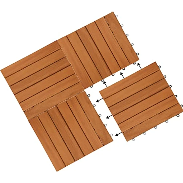 Holzfliese Terrassenfliesen 30x30cm Klickfliese Fliesen Akazie Balkon 33x Akazie – Bild 5