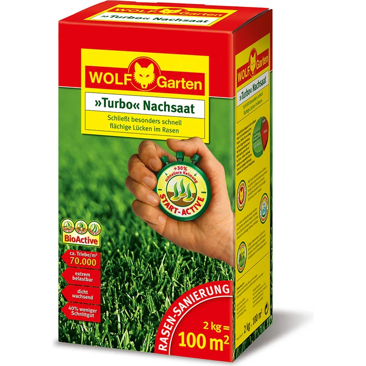 WOLF-Garten Turbo-Nachsaat für 100 m² Rasensanierung (LR 100) – Bild 1