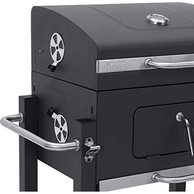 Tepro Holzkohlegrillwagen Toronto Click Holzkohlegrill, Anthrazit-Edelstahl, 104 x 100 x 67 cm, Grillfläche 55 x 41,5 cm – Bild 4