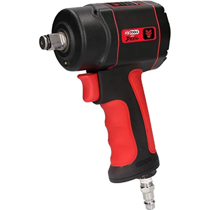 KS Tools miniDEVIL 515.1315 Hochleistungs-Druckluft-Schlagschrauber Vierkantaufnahme Abluftführung nach unten Kälteisolierter Handgriff 755 Nm 169 l/min 6,3 bar