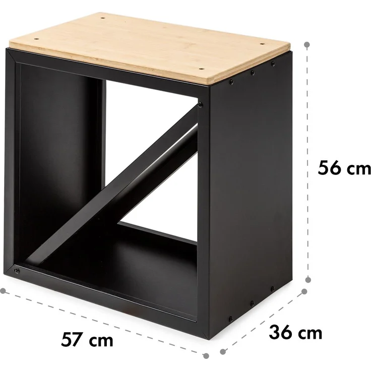 Kindlewood S Black Holzspeicher Sitzbank 57x56x36cm Bambus Zink Schwarz – Bild 7