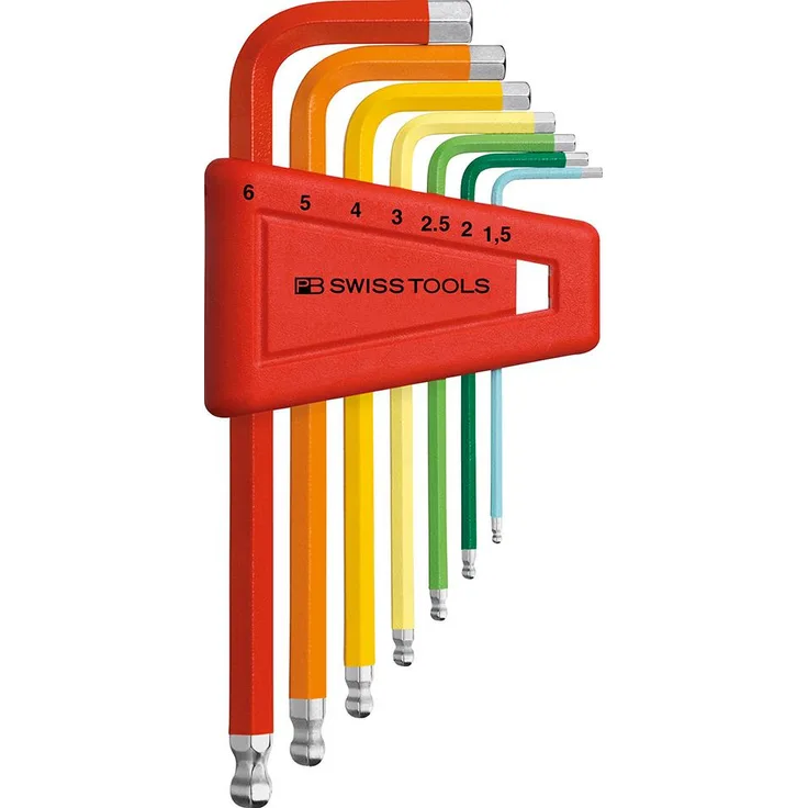 Winkelschraubendreher- Satz im Kunststoffhalter 7-teilig 1,5-8mm Rainbow Kugelkopf PB Swiss Tools