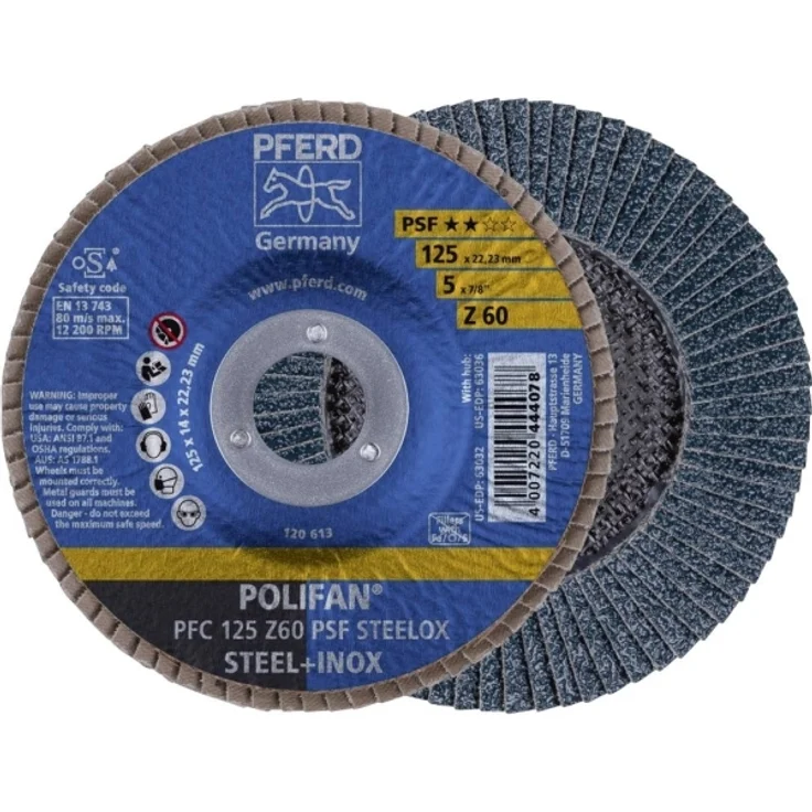PFERD 69398193 POLIFAN-Fächerscheibe PFC 125 Z 60 PSF STEELOX Durchmesser 125 mm 5 St. (69398193) – Bild 1