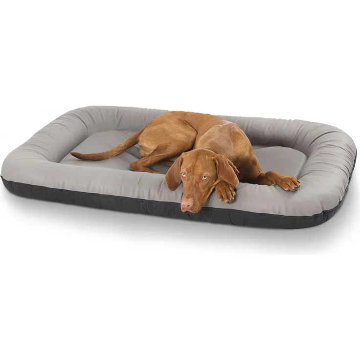 Knuffelwuff Leder Hundebett Jerry Grau Eckig XL