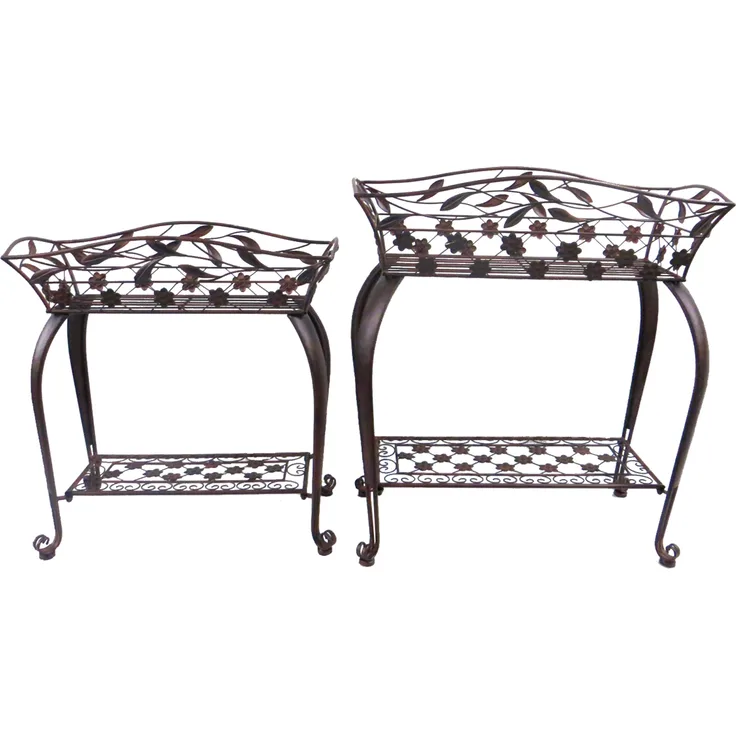 Pflanzenständer Set Blumenregal Pflanzenhalter Blumenhalter Deko 2tlg. Braun