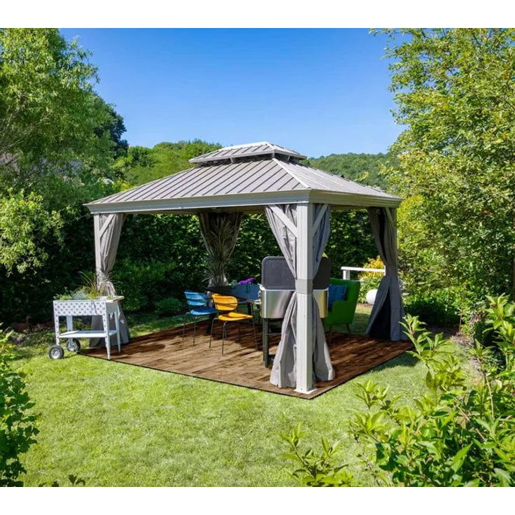 Sojag Pavillon Messina 10 x 12 Vorhänge Seitenteile Taupe