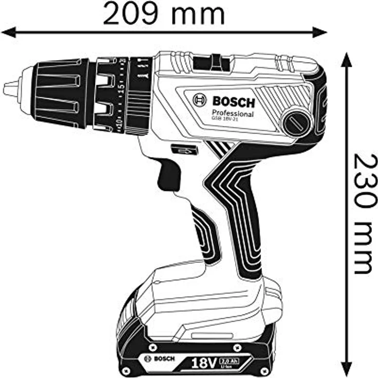 Bosch Professional 18V System Akku Schlagbohrschrauber GSB 18V-21 (2x 2,0 Ah Akku,40tlg. Zubehör Set,in L-BOXX) – Bild 4