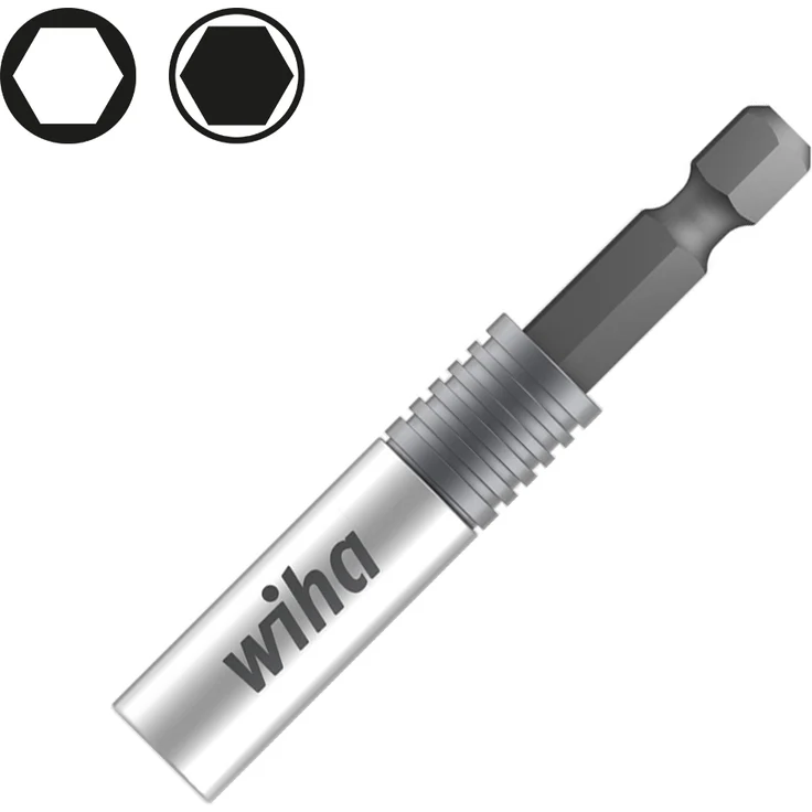 Wiha Bithalter CentroFix Super Slim mechanisch verriegelbar, Universalhalter 66 mm, extra starke magnetische Bit Halterung 1/4" für Akkuschrauber – Bild 1