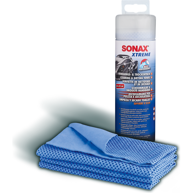 SONAX 02305410 XTREME Felgenreiniger PLUS mit XTREME Reinigungs- und Trockentuch Aktions Set 500 ml Citrus Duft für alle Stahl-und Leichtmetallfelgen und Räder mit RDKS ph-hautneutrale Formel – Bild 2