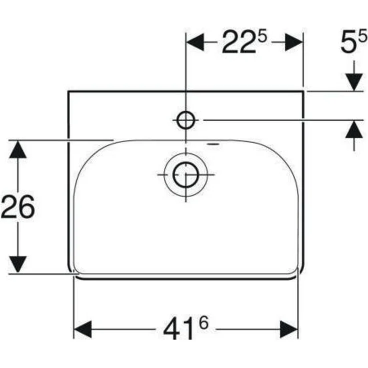 Geberit GE Smyle Square Handwaschbecken, 45x36cm m. Hl., m. Ül. asym. – Bild 2