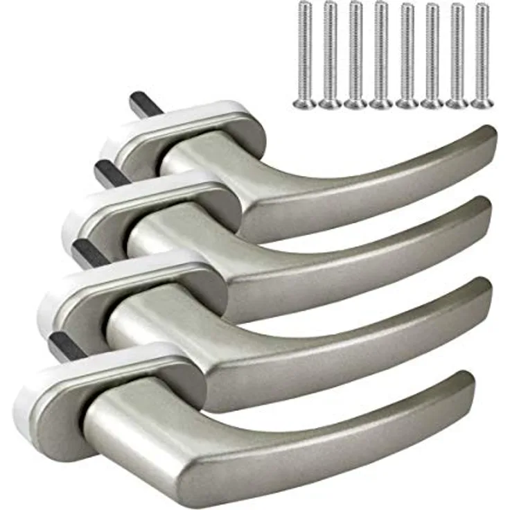 4 x Alu Fenstergriff in Dunkelsilber F9 - Stiftlänge 35mm