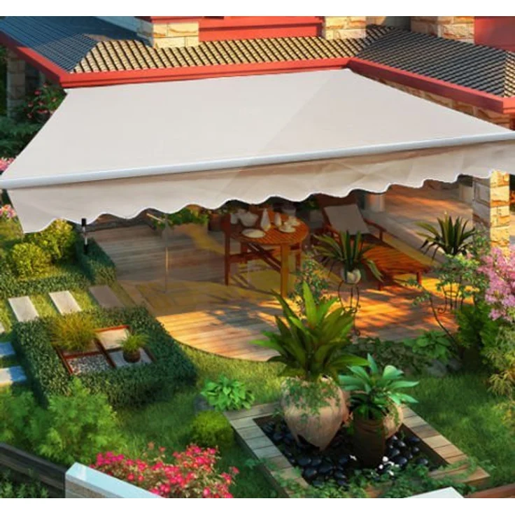 Markise Alu-Markise Aluminium-Gelenkarm-Markise 4,5x3m Sonnenschutz Balkon Beige - cremeweiß - Outsunny – Bild 2