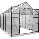 BRAST Gewächshaus Aluminium 310x250x235cm Grau mit Fundament rostfrei TÜV geprüft Alu Treibhaus Glashaus Tomatenhaus