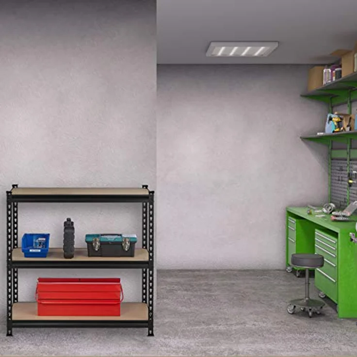 Schwerlastregal zum Stecken, HBT: 183x91x46 cm, Traglast: 1800 kg, 5 Ebenen, Keller & Garage, Stahl, schwarz – Bild 5