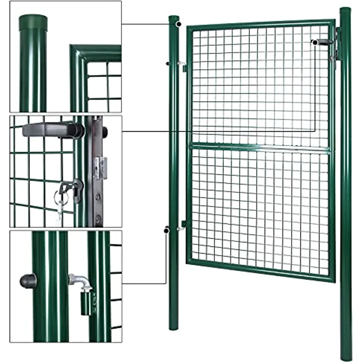 Gartentür Gartentor Wellengitter Tür Inkl. Schloss 150 x 106cm GGD200G - Grün – Bild 4