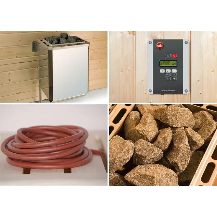 WEKA Saunaofenset 2 - 4,5 kW OS 230 V (20A) mit Ofenanschlusskabel, 380x366x664 mm, inkl. 12 kg Saunasteine