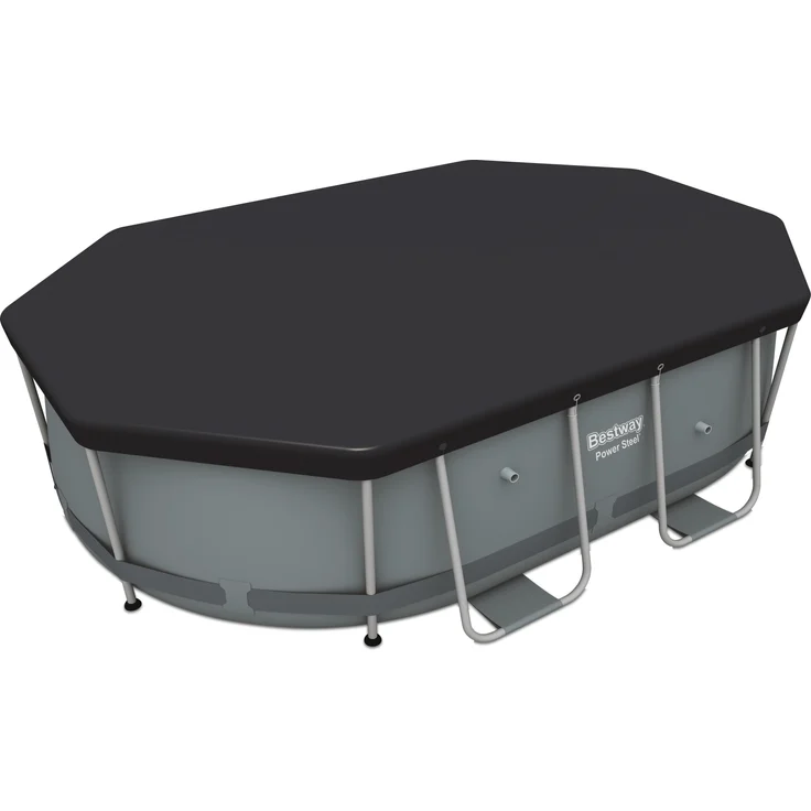 Bestway Flowclear PVC-Abdeckplane 295 x 184 cm, für ovale 305 x 200 cm Power Steel Pools, schwarz – Bild 2