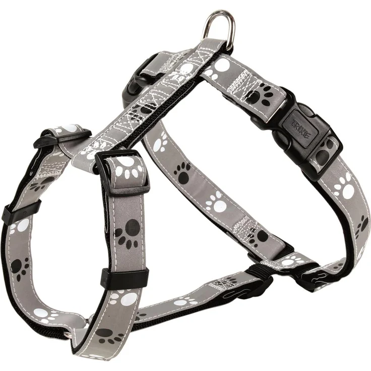 Trixie Silver Reflect H-Geschirr schwarz-silbergrau S-M: 40-65 cm/20 mm – Bild 1