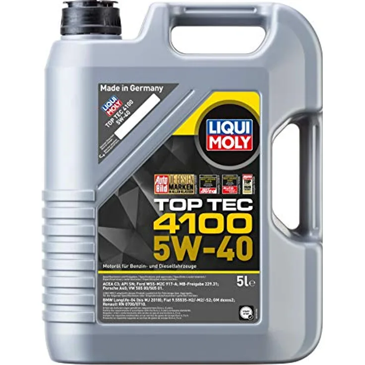 LIQUI MOLY 3701 Motoröl Top Tec 4100 5W-40 Motorenöl Leichtlauf Motor Öl 5 Liter Dieselmotoren, Benzinmotoren, Gasmotoren Synthese Technologie