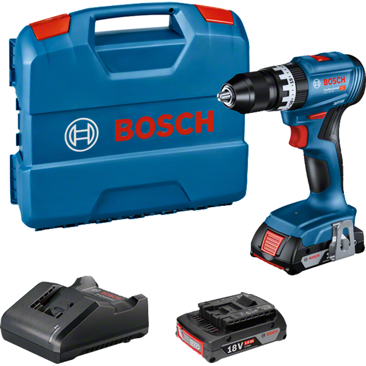Bosch Professional GSB 18V-45 Akku-Schlagbohrschrauber (mit 2x 2 Ah Akku, Ladegerät, L-Case) (06019K3302) – Bild 1