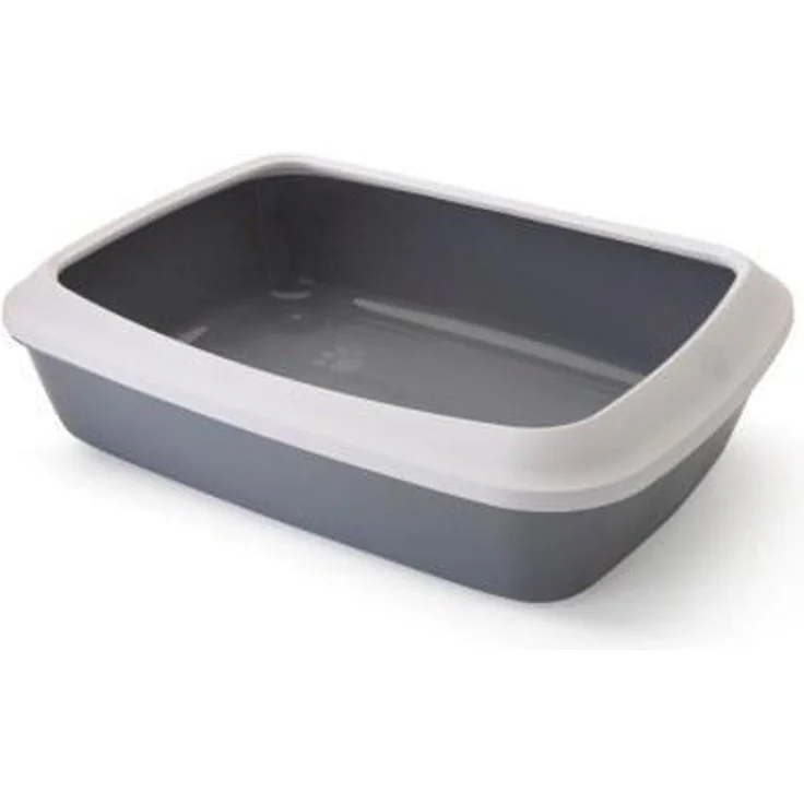 Nobby Katzentoilette mit Rand & Iriz grau-weiß 50 x 36,5 x 11,5 cm