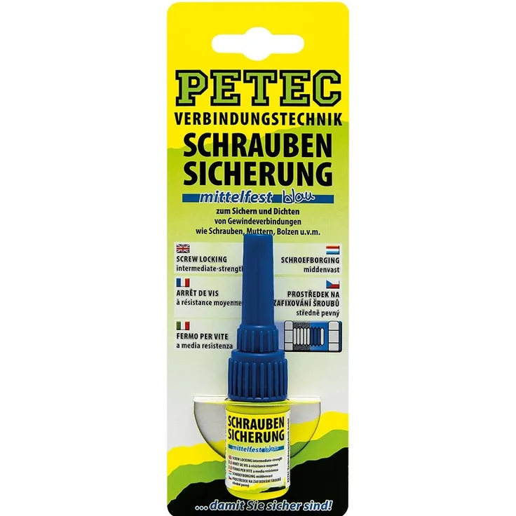 Petec 91005 Schraubensicherung mittelfest blau - 5 Gramm Flasche
