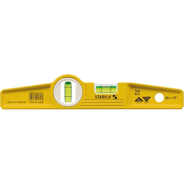 STABILA Wasserwaage Type 81 S Torpedo mit Tasche, 25 cm, robustes Alu-Gussprofil, 1 Horizontal-Libelle, 1 Vertikal-Libelle, Made in Germany – Bild 6
